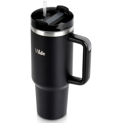 Mug isotherme en acier avec anse en paille, pour café et thé, 1,2 L