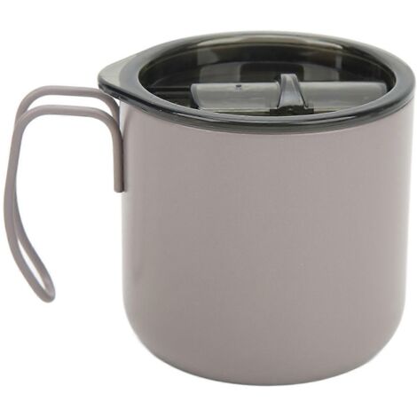 Mug isotherme en acier inoxydable 350 ml (12 oz) à double paroi avec anse, gris, idéal pour le camping et le café.