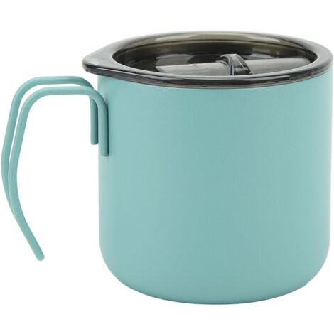 Mug isotherme en acier inoxydable 350 ml (12 oz) à double paroi avec anse, vert, idéal pour le camping et le café.