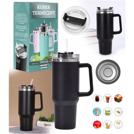 Mug isotherme MagiCook noir 1200 ml avec paille style USA noir