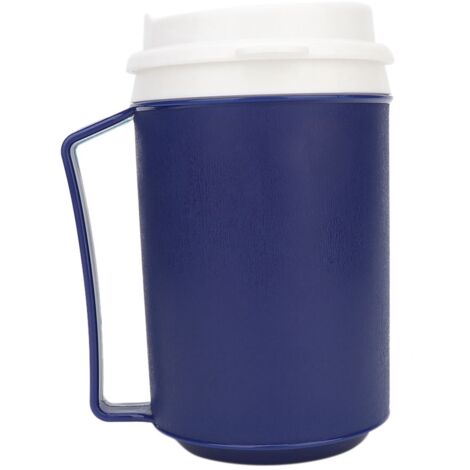 Mug isotherme pour boissons chaudes ou froides avec couvercle à bavette pour personnes âgées