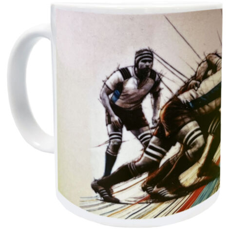 Mug Rugby Mêlée en céramique blanche