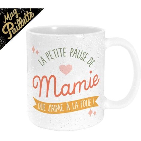 Mug - STC - La petite pause de mamie - Céramique - Blanc - Vintage