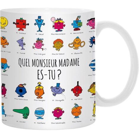 Mug thermoréactif - Monsieur Madame - MM3107 - Céramique - Blanc noir multicolore - 12x9,5cm