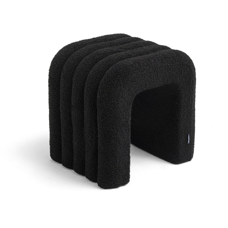 Tabouret rembourré en tissu bouclette - Noir - mui