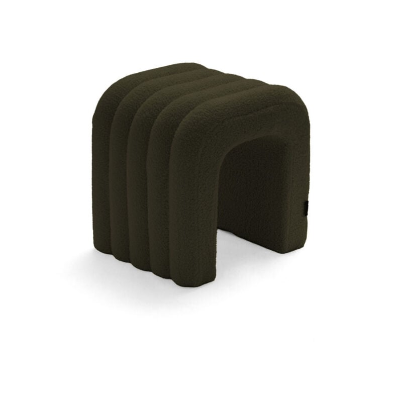 Tabouret rembourré en tissu bouclette - Vert kaki - mui