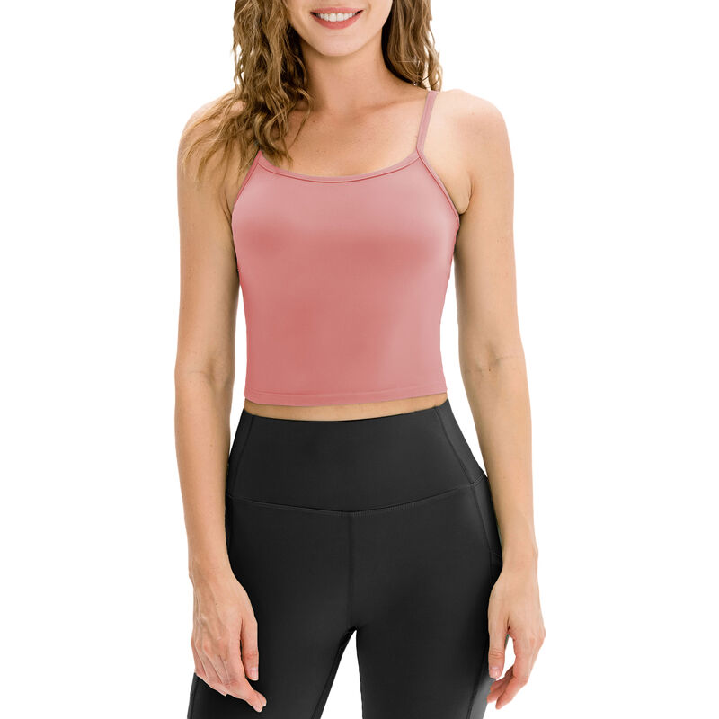 

Asupermall - Mujeres Camisola solida Correas de hombro espaguetis Tanques recortados Tops Chaleco delgado para deportes de yoga,Rosa, XX-Large