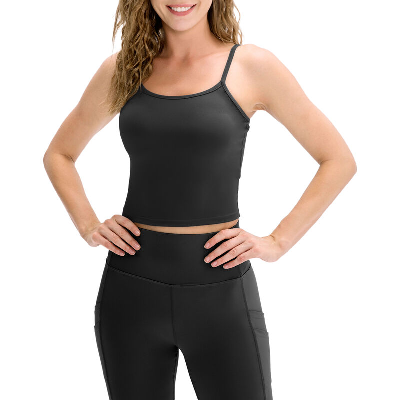 

Asupermall - Mujeres Camisola solida Correas de hombro espaguetis Tanques recortados Tops Chaleco delgado para deportes de yoga,Negro, grande