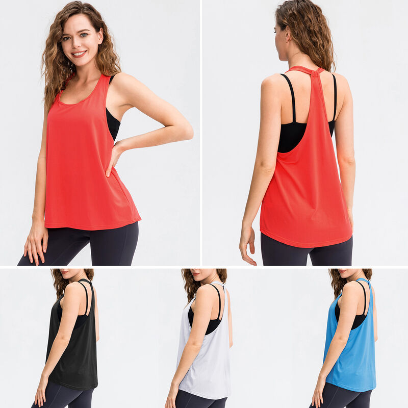 

Mujeres Entrenamiento Camiseta sin mangas Malla Estiramiento de secado rapido Ejercicio suelto para correr Gimnasio Yoga Tops Camisetas