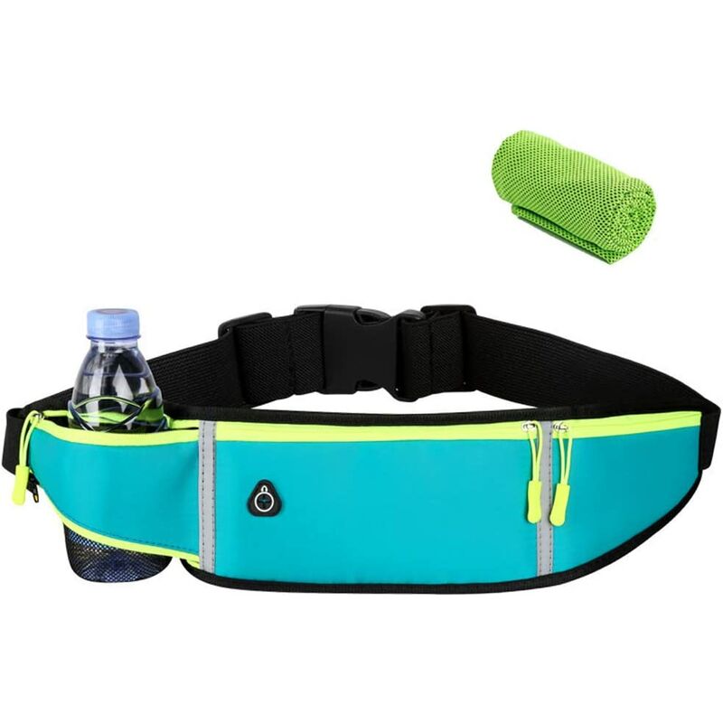 

Mujeres Hombres Cinturón para correr impermeable, Riñonera deportiva impermeable Bolsa para teléfono inteligente Bolsas con soporte para botella para