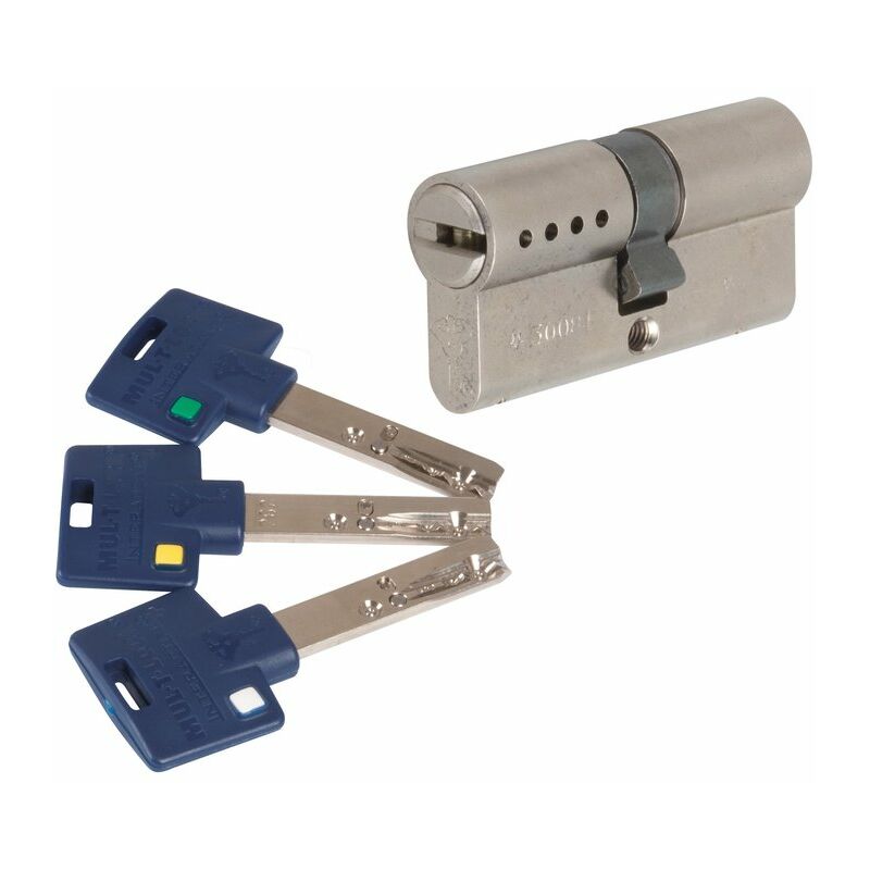 Cylindre 2 entrées varié nickelé - 35 x 31 mm - Interactive + - Mul-T-lock