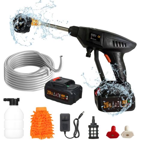Mulcort Idropulitrice elettrica senza fili 6 in 1, 60 bar, 300 W, macchina ad alte prestazioni con batteria ricaricabile, per pulire auto, recinzioni, pavimenti, irrigazione