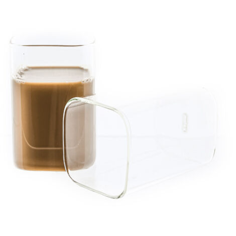 MULEX 2-Teilig Glas Quadratische Glas Japanische Getränkebecher Borosilikatglas Cocktail, Borosilikatglas, Hitzebeständig 250 ml