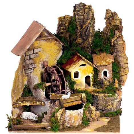 Mulino ad Acqua con Pompa per Presepe 24x21x23 cm