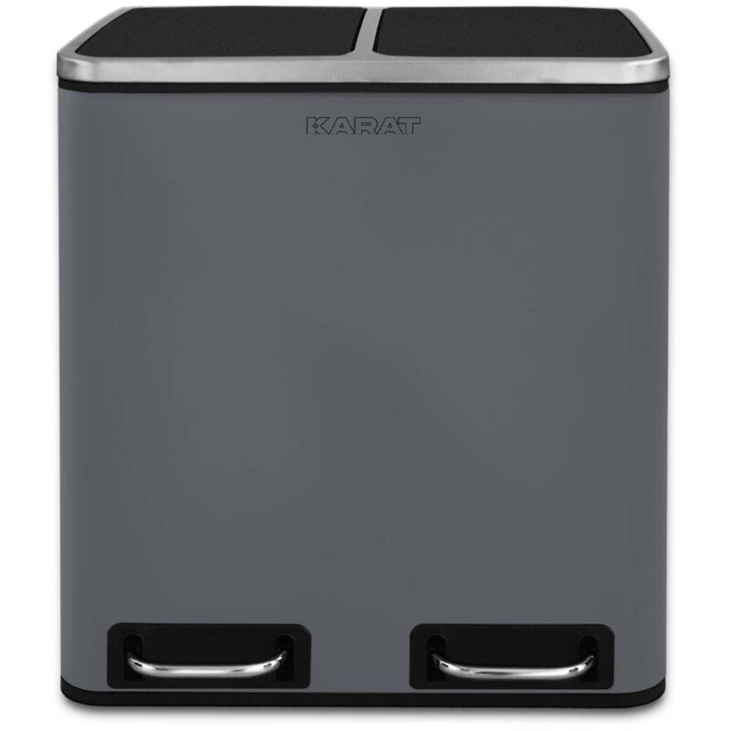 Floordirekt Tretmülleimer Felix Trennsystem Dunkelgrau 2 X 15 Liter (30 Liter)