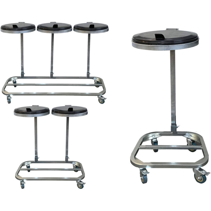 Müllsackständer mit Deckel und 4 Rollen 1 - 2 - 3 Fach Metall Müllsackhalter 120 Liter Stabiler Müllsack Ständer - Verzinkter Stahl Gelber Sack