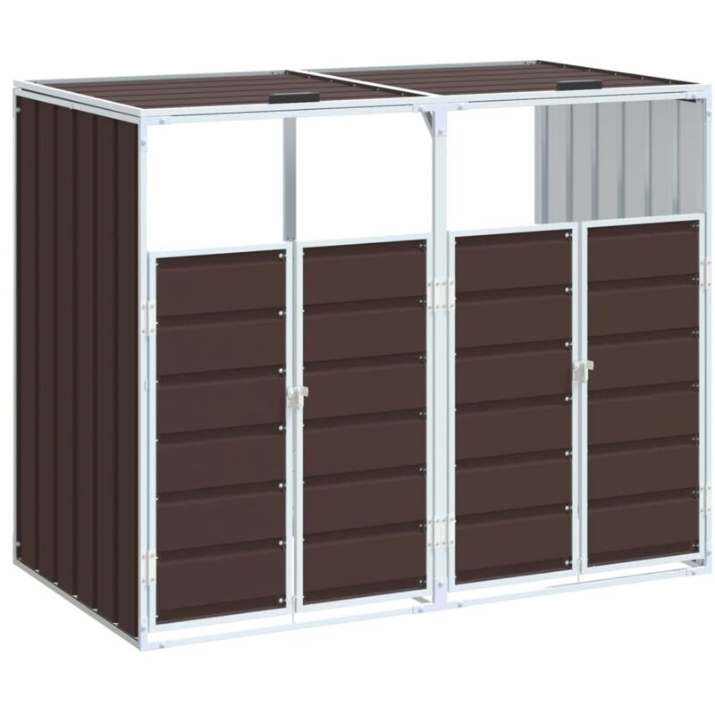 Mülltonnenbox Für 2 Tonnen Braun 144x81x113 Cm Stahl Vidaxl