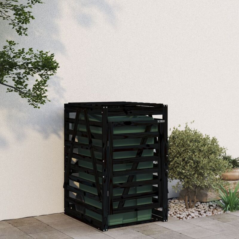 Vidaxl Mülltonnenbox Schwarz 84x90x128, 5 Cm Massivholz Kiefer