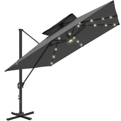 Multi-Angle LED Light Parasol Umbrella - Black