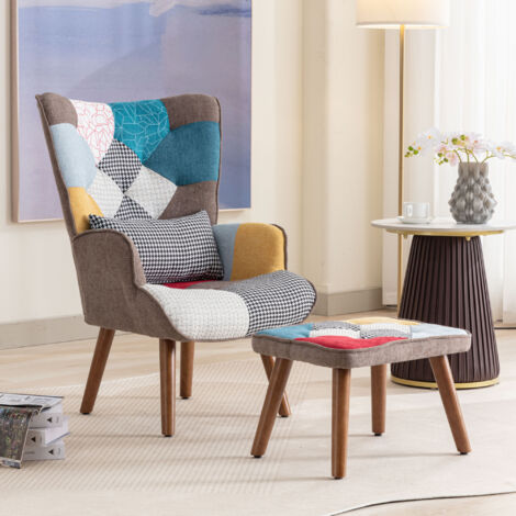 Multi-colour Lounge Chair with Footrest, Backrest and Cushion, Living Room/Lounge Chair Combination