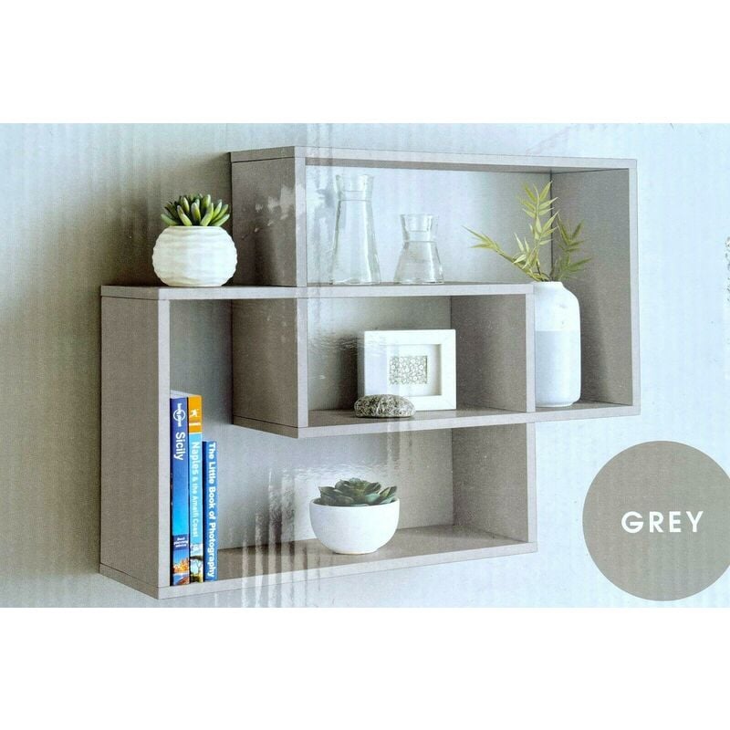 Multi Compartment Display Wall Floating Shelf Wall Decoration Home Decor Grey