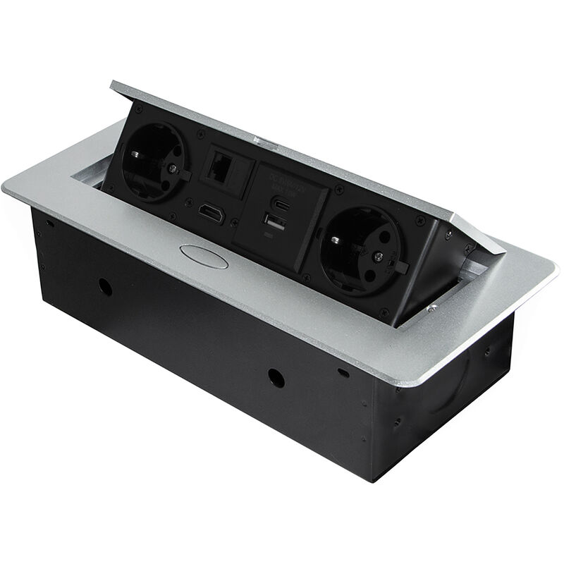 Multiconnecteur Atom 26 a+c pour bureau, eu, Peint en aluminium, Acier et Plastique et Zamak. - Emuca