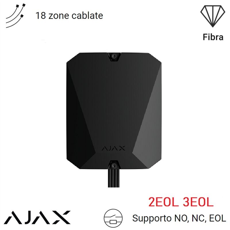 Ajax - 44409 - Module D'Intégration De 18 Zones Filaires Pour La Connexion D'Appareils Tiers Noir