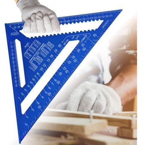 Multi-functional Carpenter's Square, 180 mm, Metal/Aluminum, Ruler, Square, Marking Gauge, Guide, Angle Protractor, 45/90 Degrees, Carpentry Tool, Marking and Guiding Tool for Woodworking - Blue