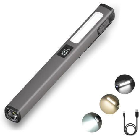 Multi-functional COB work light - Aluminum alloy pen clip LED flashlight - USB rechargeable, suitable for car repair - With strong magnetic attachment - 6 lighting modes, including warm white and red