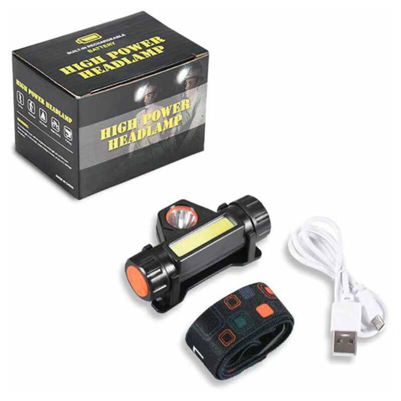 Multi-functional headlamp dual light source side magnet lamp with head-mounted lighting outdoor camping emergency lamp