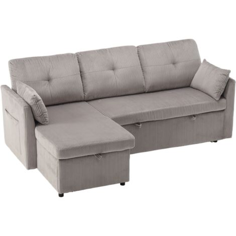 Multi-functional sofa bed with storage and pull-out bed, chaise longue interchangeable sofa bed, sectional sofa with storage seats, modular L-shaped sofa, modular corner sofa for living rooms