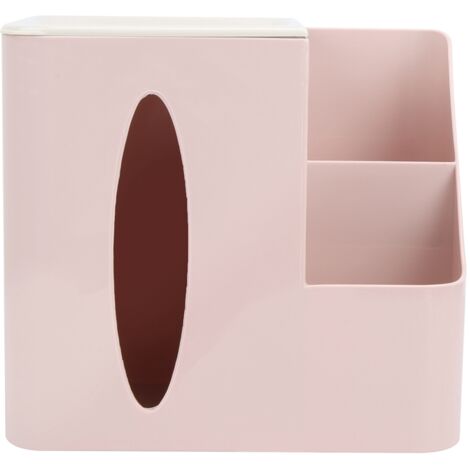 Multi Grid Home Living Room Remote Control Storage Box Tissue Holder Organizer(Pink )