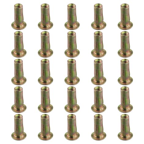 Multi-Grip Rivet-Nut, M8 Pre-Bulbed Shank Carbon Steel Color-Zinc-Plated Flat Head Threaded Insert Nut 25Pcs