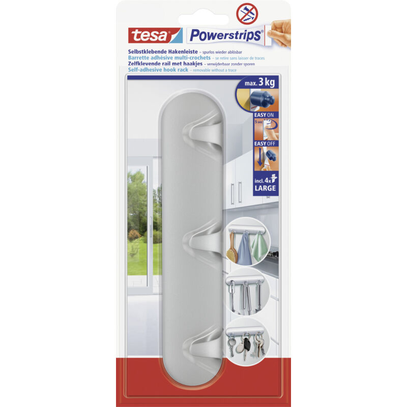 Image of Tesa - Hakenleiste Powerstrip chrom Haushaltsklebeband & Klebehaken
