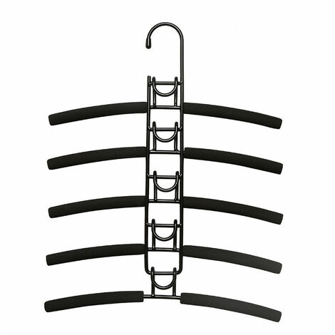 Multi-Layer Clothes Hangers 5 in 1 Non-Slip Sponge Metal Clothes Hanger Wardrobe Multifunctional Wardrobe Clothes Storage Space Saver,Black,Kids
