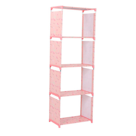 Multi Layer Standing Bookcase Bookshelf Storage Shelf Rack Home Organizer for Living Room BedroomCherry Pattern