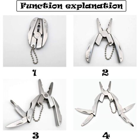 Multi-Outil Pinces Kit Multifonction Outil de Poche avec étui en Cuir Noir, Multitools Pince Pour Camping, Pêche, Randonnée, Cuisine, Pique-Nique