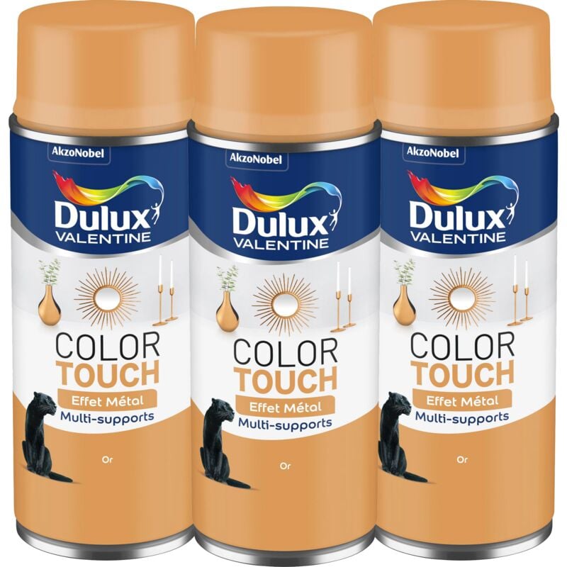 Multi Pack 3 - Peinture aérosol Color Touch Multi-Supports - Effet Metallisé Or 400 ml Dulux Valentine