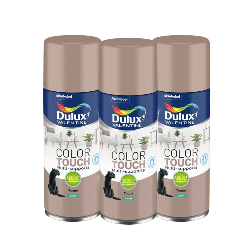 Multi Pack 3 - Peinture aérosol Color Touch Multi-Supports - Satin Taupe 400 ml Dulux Valentine