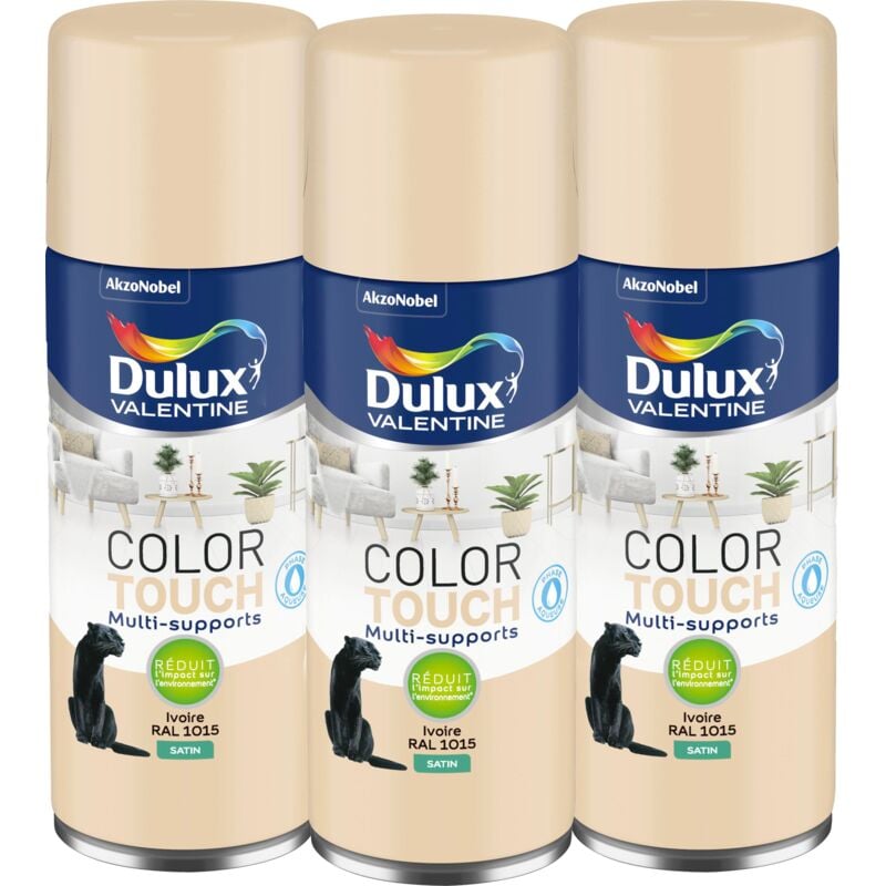 Multi Pack 3 - Peinture aérosol Color Touch Multi-Supports - Satin Ivoire 400 ml Dulux Valentine