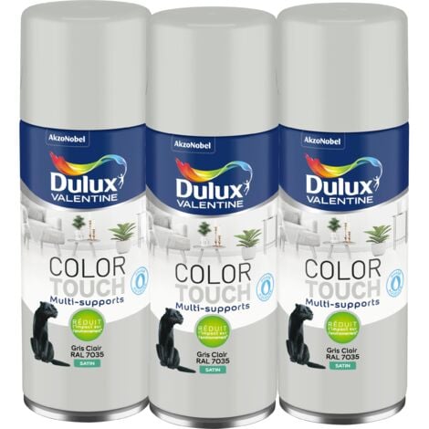 Multi Pack 3 - Peinture aérosol Color Touch Multi-Supports - Satin Gris Clair 400 ml - Dulux Valentine