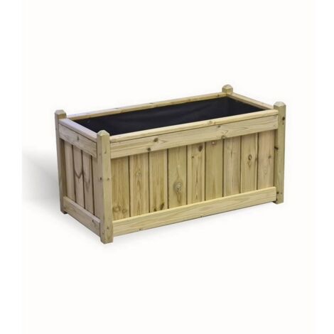 Multi Pack of 2 - Elegant Rectangular Trough Planter - Timber - L50 x W100 x H52 cm - Minimal Assembly Required