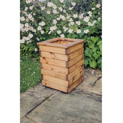 Multi Pack of 2 - Valley Tall Square Planter - Timber - L39 x W39 x H52 cm - Garden Trough - Fully Assembled