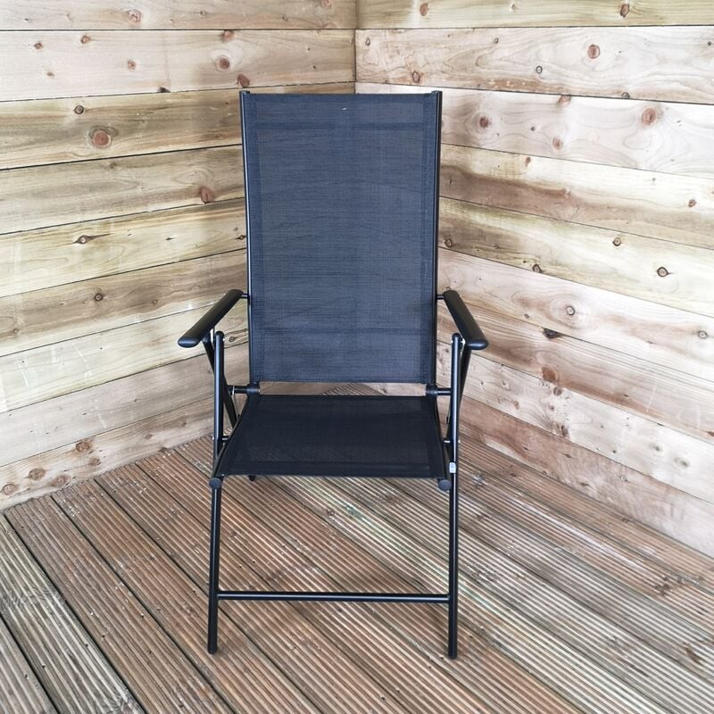 Samuel Alexander - Multi Position High Back Reclining Garden / Outdoor Folding Chair in Black