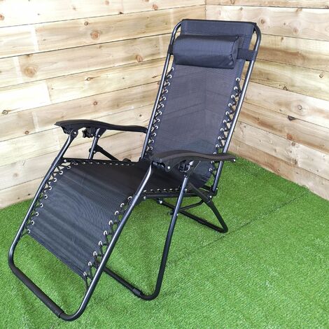 HAMBLE DISTRIBUTION Multi Position Textoline Garden Relaxer Chair Lounger - Black