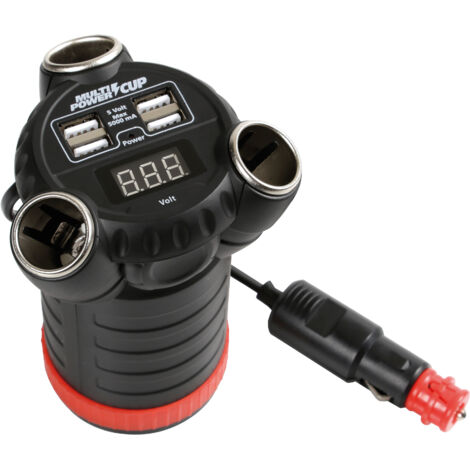 Multi-Power Cup, 3 Prese Accendisigari + 4 Usb E Voltmetro, 12/24/36V