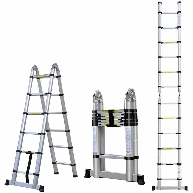 Multi-Purpose Aluminium Telescopic Ladder Portable Foldable Ladder Extension Extend Ladder (3.8M(A-Frame))