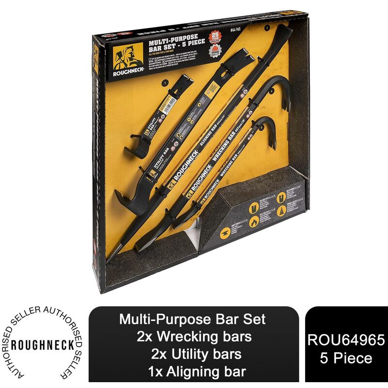 ROU64965 Multi-Purpose Bar Set - 5 Piece - Roughneck