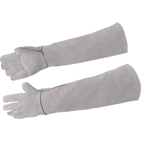Multi-Purpose Pet Gloves for Biting, Gardening Gloves with Sleeves, Gloves for Dog/Cat/Bird/Snake/Cactus (Grey)