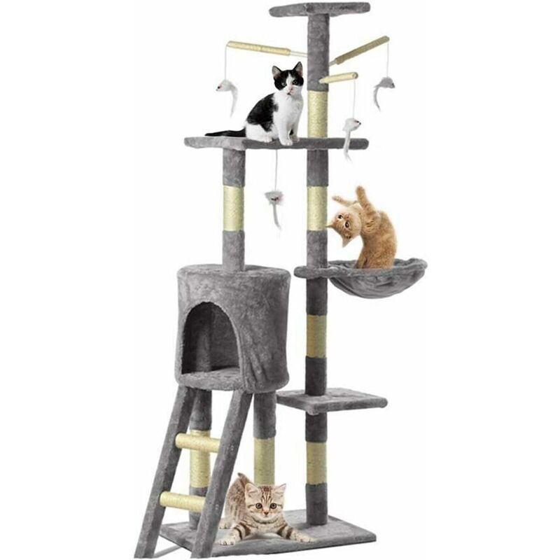 Multi Scratching Post Tower Cat Scratching Post Scratcher Activity Center 140 cm Chats Climbing Tower Grands arbres à chats Cat Condominium avec